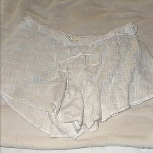 Anthropologie white linen shorts